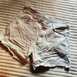 Wrangler Tan Jean Shorts Distressed Mid-Thigh